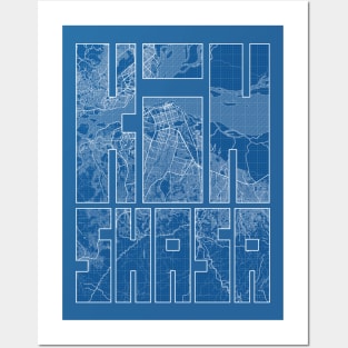 Kinshasa, DR Congo City Map Typography - Blueprint Posters and Art
